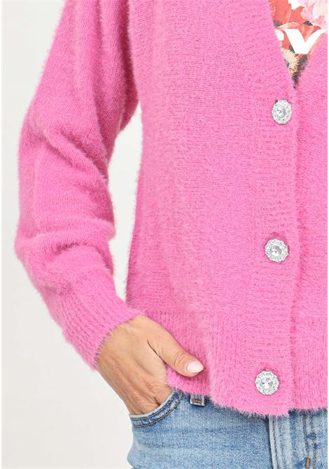 Cardigan corto rosa da donna con bottoni gioiello ONLY | 15259564Super Pink